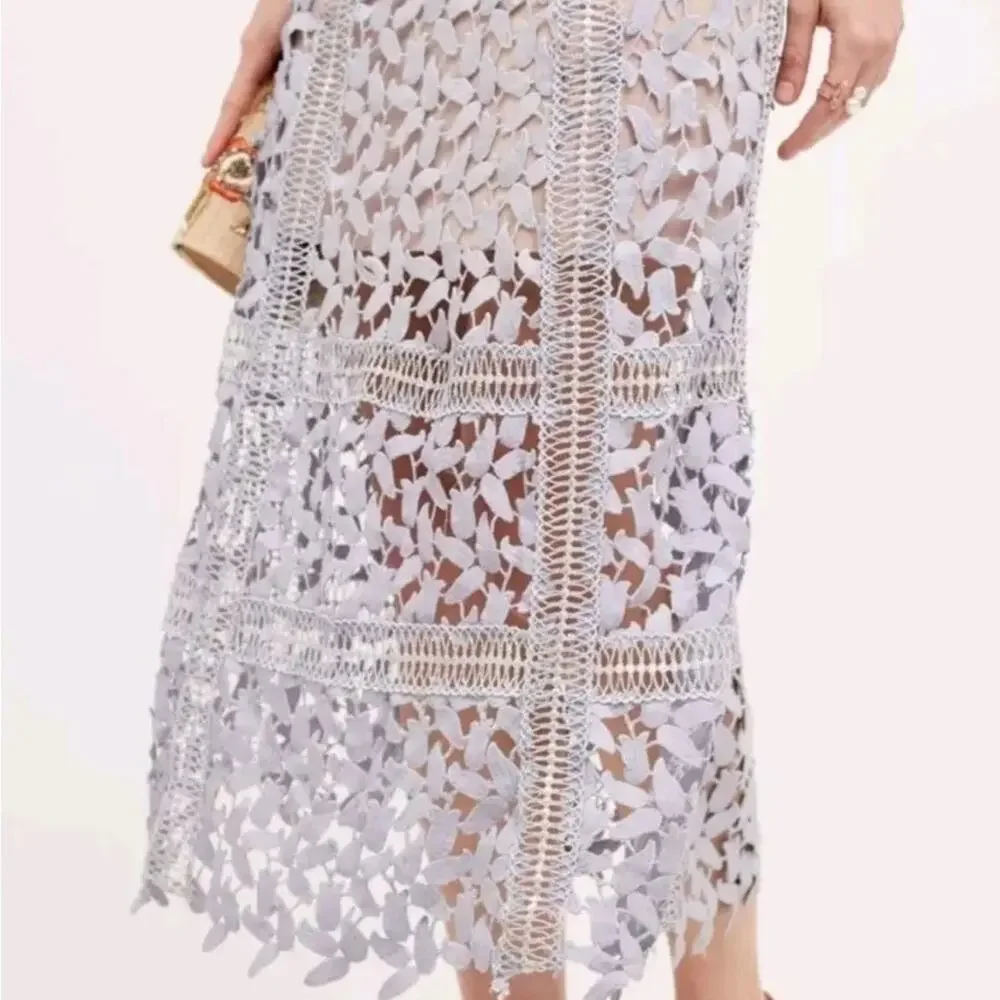 Elliatt Tingle Floral Lace Dress periwinkle nude size small S - Picture 6 of 9